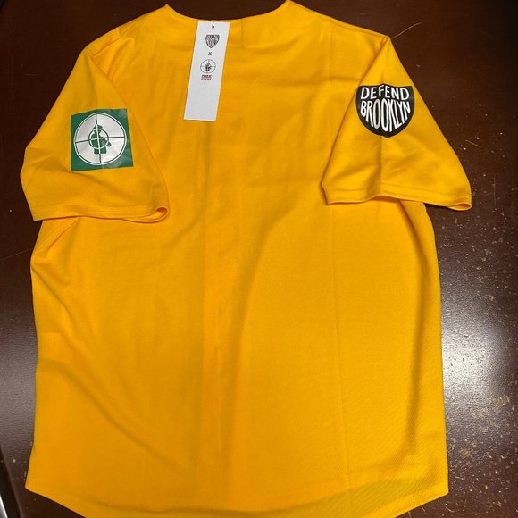 Defend Brooklyn Mens Yellow Public Enemy Fight The Power Jersey S - Picture 2 of 4